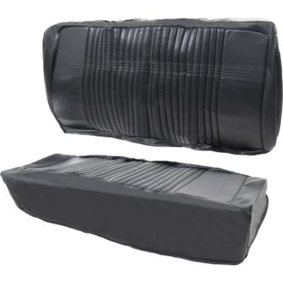 1966 Fairlane 500 2-Door Hardtop Rear Bench Seat Upholstery; Black Sierra w Pichette Inserts