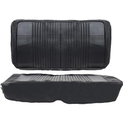 1966 Fairlane 500 2-Door Hardtop Rear Bench Seat Upholstery; Black Sierra w Pichette Inserts