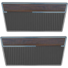 1968-77 Ford Bronco; Front Door Panels; Sierra Vinyl w/ Rosewood Inserts; Black
