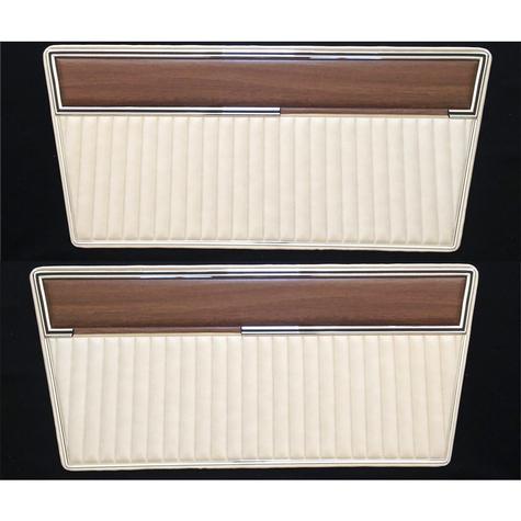 1968-77 Ford Bronco; Front Door Panels; Sierra Vinyl w/ Rosewood Inserts; White Metallic