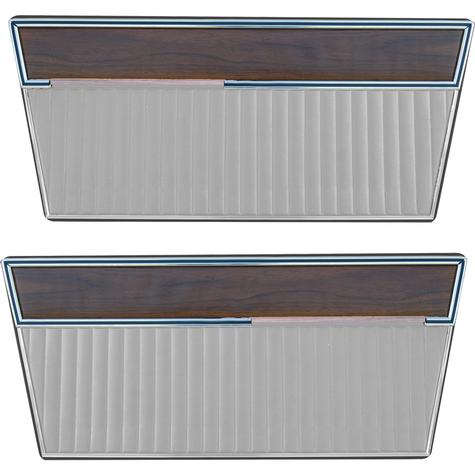 1968-77 Ford Bronco; Front Door Panels; Sierra Vinyl w/ Rosewood Inserts; Gray