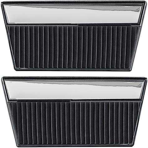 1968-77 Ford Bronco; Front Door Panels; Sierra Vinyl w/ Mylar Inserts; Black