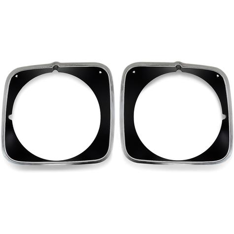 1973 Ford Mustang; Headlight Door; Polished Aluminum w/ Black Paint; Mach 1 Style; Pair
