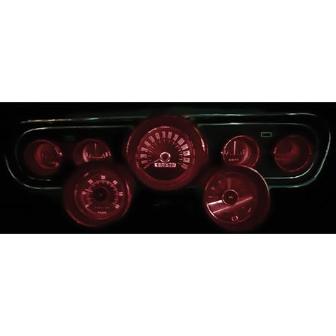 1965-66 Ford Mustang; Instrument Gauge Cluster; w/Rally Pac Tach & Clock; LED Bulb Kit; Red
