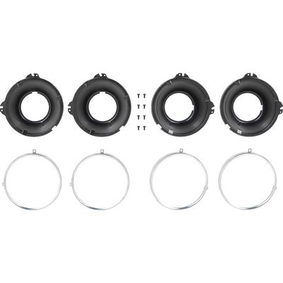 1958-1966 Bel Air, Impala; 1958-72 Chevy, GMC Truck; Headlamp Mounting Bucket & Trim Ring Set; 2 Tab; 8 Piece Set
