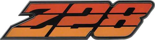 14024338 - 1980-81 Camaro Z28 Grill Emblem ; Tri-Color Orange; GM Licensed