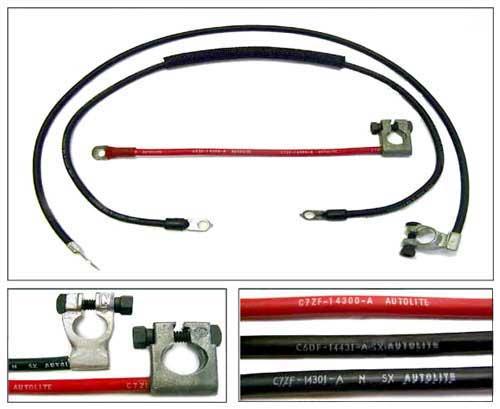 1967 Mustang/Falcon; 289; Reproduction Battery Cable Set;  Marked Autolite