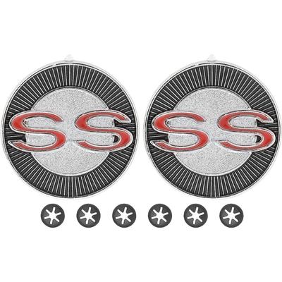 14753 - 1965 Impala SS; Interior Door Panel Emblem Set; Pair