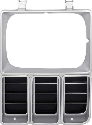1981-82 Chevrolet; Pickup; Blazer; Suburban; Headlamp Bezel; Single Headlamp; Argent Silver & Black; LH, Driver Side