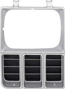1981-82 Chevrolet; Pickup; Blazer; Suburban; Headlamp Bezel; Single Headlamp; Argent Silver & Black; RH, Passenger Side