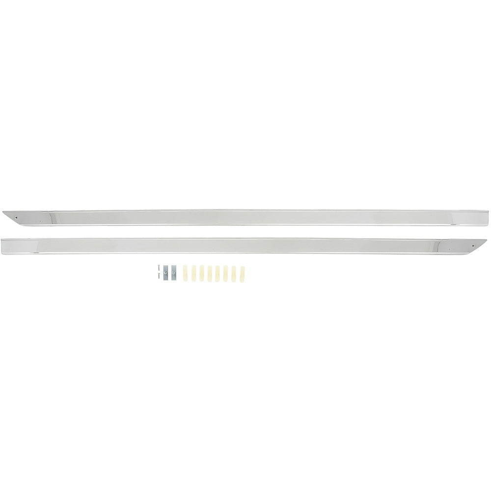 152991 - 1959-60 Chevrolet Impala; Rocker Panel Moldings; Stainless Steel; Pair; With Replacement Style Clips