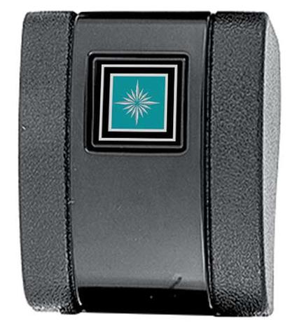 1966-67 GM; Seat Belt Buckle Cover; Aqua/Silver Starburst Emblem; Standard Interior; Black; Each