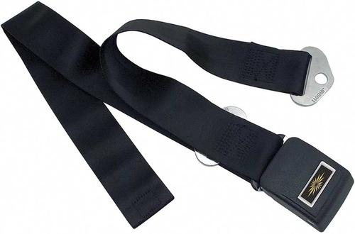 1964-66 Impala, Chevelle, Nova; Standard Seat Belt; Front or Rear; Gold Logo; Black; Each