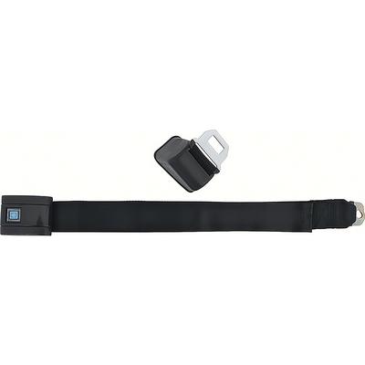 1968-72 Front Bucket Seat Belt Assembly; RH; Standard; Silver Starburst Blue Button; Black Belt