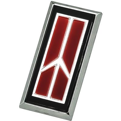 16505071 - 1986-88 Oldsmobile Cutlass ;Tail Light Lens Emblem; Rocket Insiginia; 2-Door; Red and Chrome
