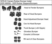 1970-1981 CHEVROLET CAMARO RUBBER STOPPER BUMPER KIT 20-PIECE KIT *BRAND NEW