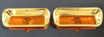 1963-1966 CHEVROLET PICK-UP TRUCK FRONT PARK LAMP LIGHT LENS AND BEZEL SET