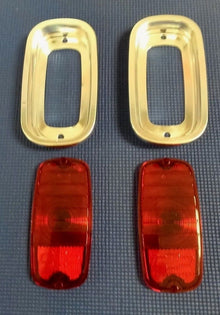 1960-1966 CHEVROLET GMC PICK-UP TRUCK REAR TAIL LIGHT LENS & BEZEL SET W/BOWTIE