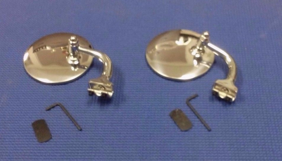 STREET ROD RAT ROD TRUCK SHORT ARM OUTER PEEP MIRROR SET CHROME STAINLESS STEEL