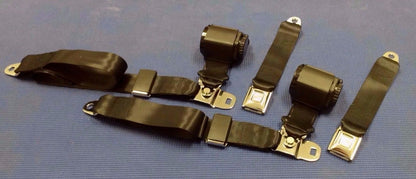 1970 -1973 CHEVROLET CORVETTE FACTORY FIT RETRACTABLE BLACK SEAT BELTS 2 SETS