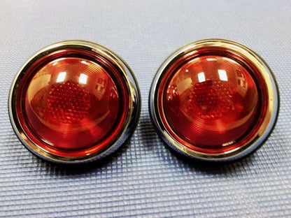 HOT ROD VINTAGE RAT ROD CUSTOM PONTIAC REAR TAIL CHROME LIGHT SET W/ GLASS LENS