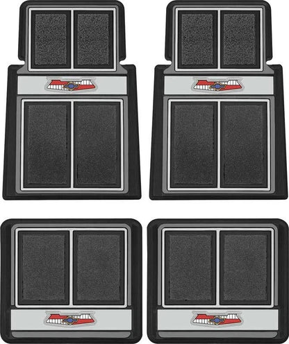 1955-57 Chevy Bel Air 150 210; Floor Mat Set with "Chevrolet" Crest Front & Rear