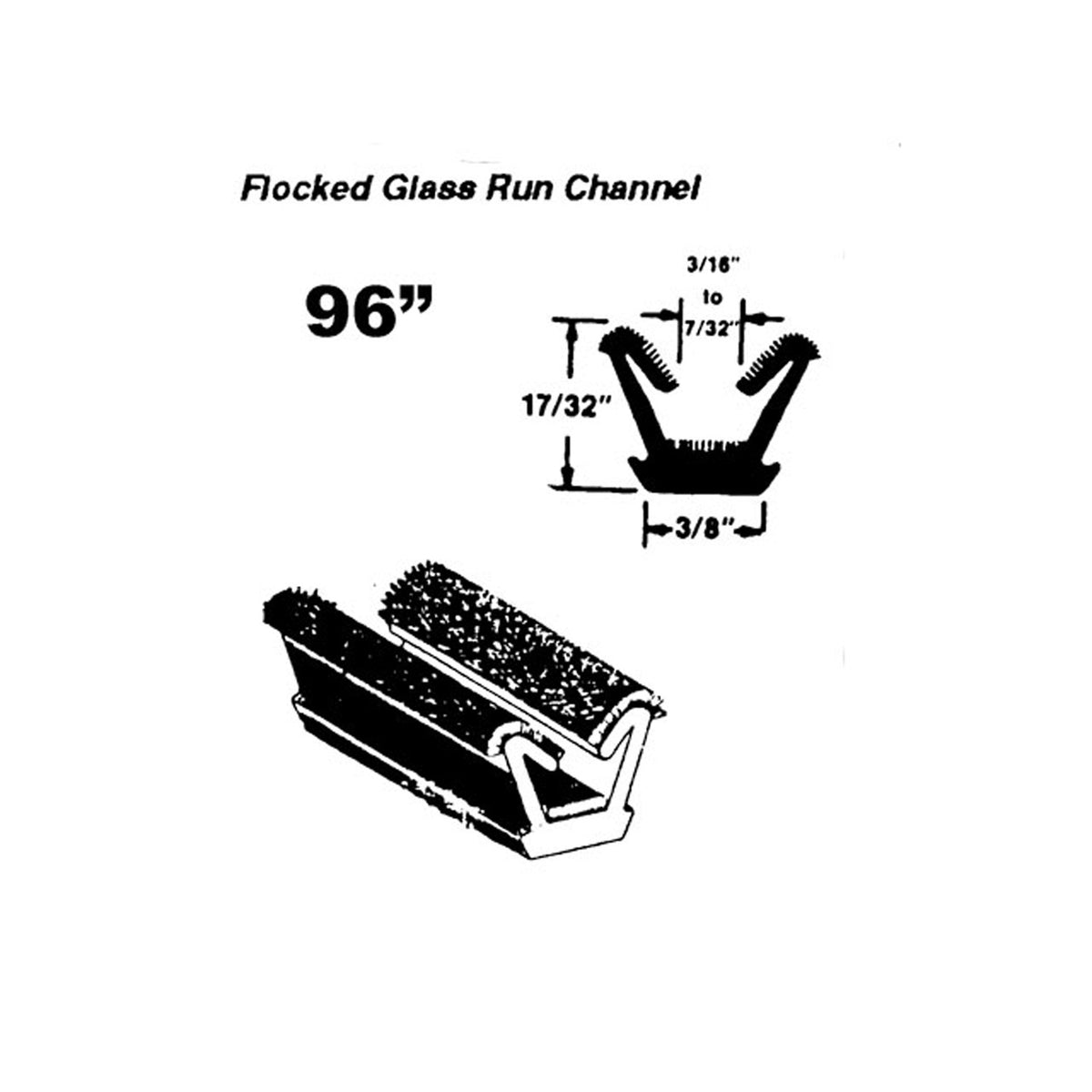 Flocked Glass Run Channel - 96" Piece - WC 16-96