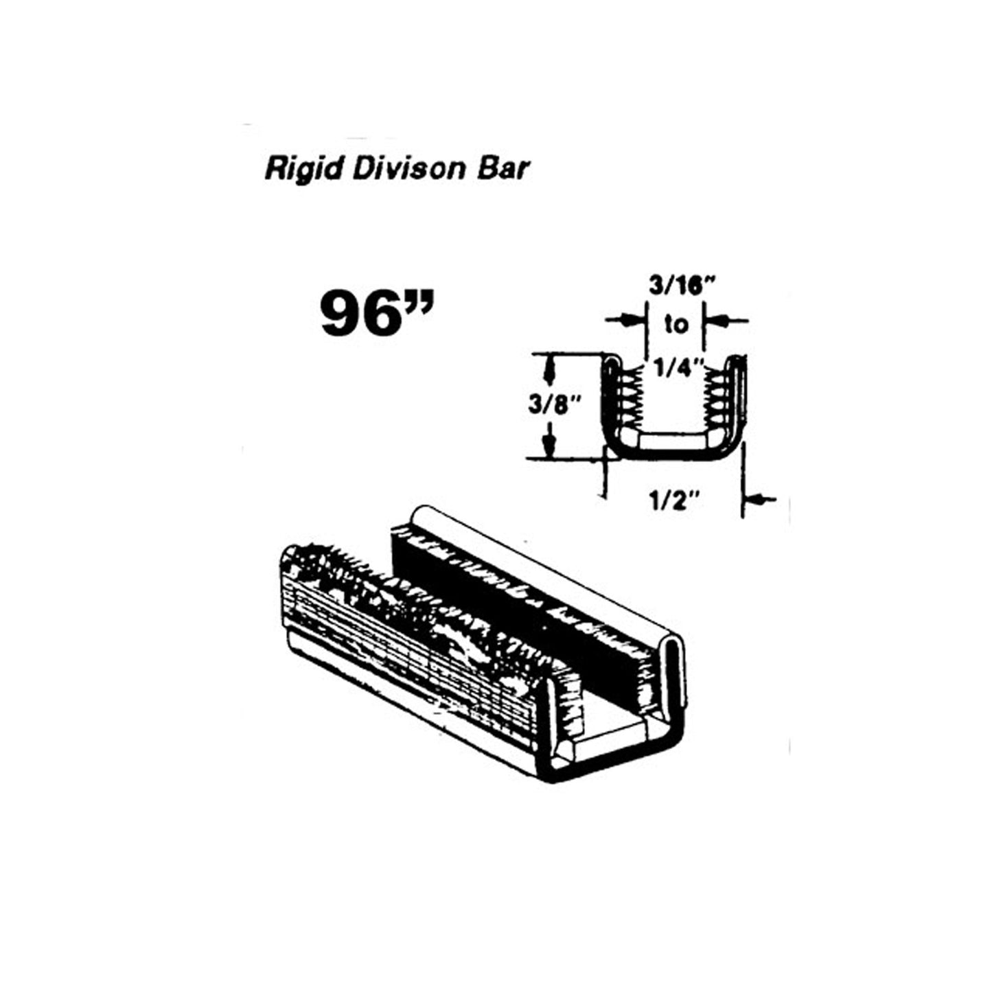 Rigid Division-Bar Channel For Panel & Pick-up Trucks 96 in. Long - WC 3-96