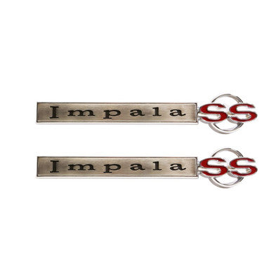 Trim Parts 1967 Chevrolet Impala Front Fender "Impala SS" Emblem W/Fasteners, Pair - (2619)