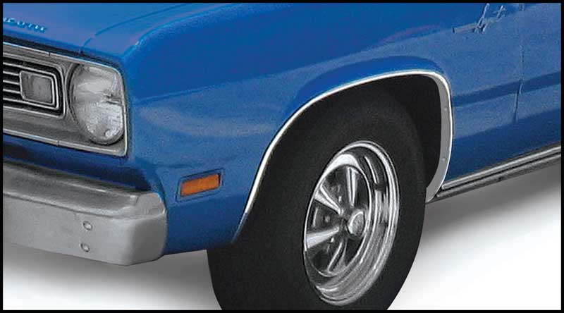 2807077 - 1967-76 Valiant, 1970-74 Duster, 1974-76 Scamp; Front Wheel Opening Molding; with Hardware; LH Driver Side