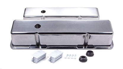 Tall Plain Polished Aluminum Valve Cover for Small Block Chevy