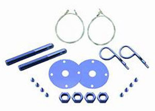 COMPLETE HI-SHINE CHROME STEEL HOOD PIN SET WITH HAIR PINS AND SS LANYARDS SET