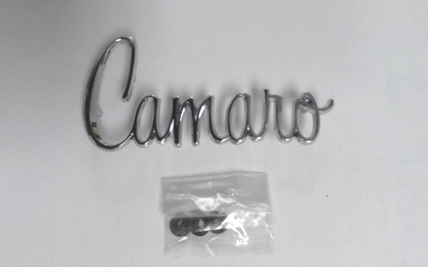 1970-1974 CHEVROLET CAMARO CHROME FENDER LOGO EMBLEM W/FASTENER 1974 REAR PANEL