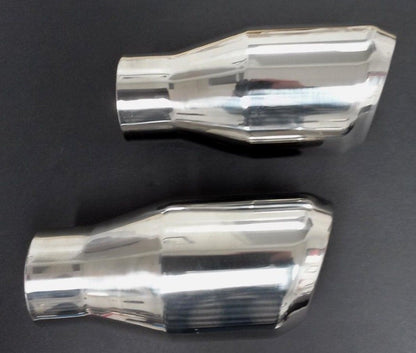 POLISHED STAINLESS DOUBLE WALL 2 EACH VERY NICE EXHAUST TIPS GREAT F/ MUSCLE CAR