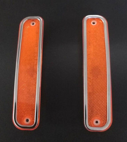 1973-1980 CHEVROLET GMC PICK-UP FRONT SIDE MARKER LAMP ASSEMBLY SET W/ CHROME