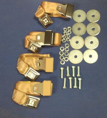CHEVROLET BEL AIR IMPALA VINTAGE PUSH BUTTON CHRM TAN SEAT BELTS 4 COMPLETE SETS