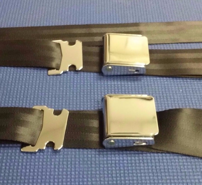 1973-1991 CHEVROLET PICKUP TRUCK 3PT RETRACTABLE BLACK & CHROME SEAT BELTS SETS
