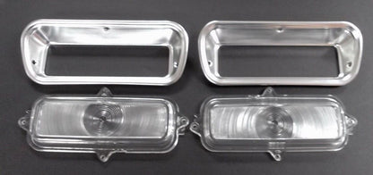 1962-1966 CHEVROLET PICK-UP TRUCK FRONT CLEAR PARK LIGHT LENS & BEZEL SET