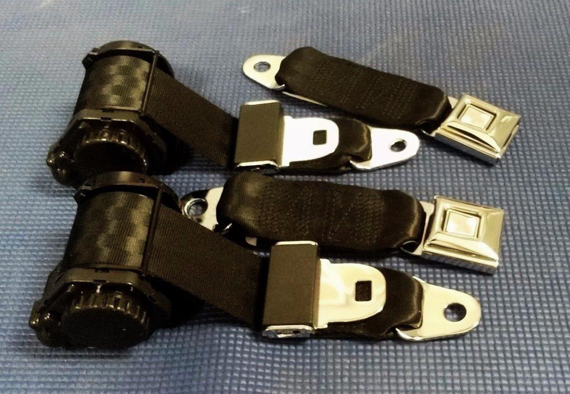 1978 -1982 CHEVROLET CORVETTE FACTORY FIT RETRACTABLE BLACK SEAT BELTS 2 SETS