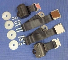 RETRACTABLE BLACK SEAT BELTS W/CHROME BUCKLE HOT ROD MUSCLE CAR TRUCK 2 SETS NEW
