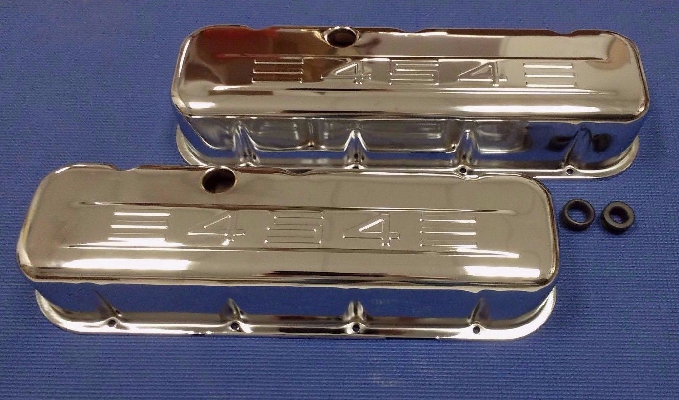 1965-1995 CHEVROLET PICKUP CAMARO CHEVELLE 454 BB CHROME TALL STEEL VALVE COVERS