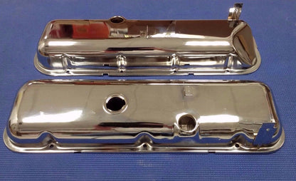 1965-1995 CHEVROLET CAMARO CHEVELLE BIG BLK O.E. CHROME STEEL VALVE COVERS W/PWR