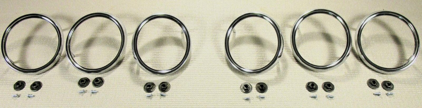 1965 CHEVROLET IMPALA REAR TAIL LIGHT HI-SHINE CHROME STEEL TRIM RING BEZEL SET