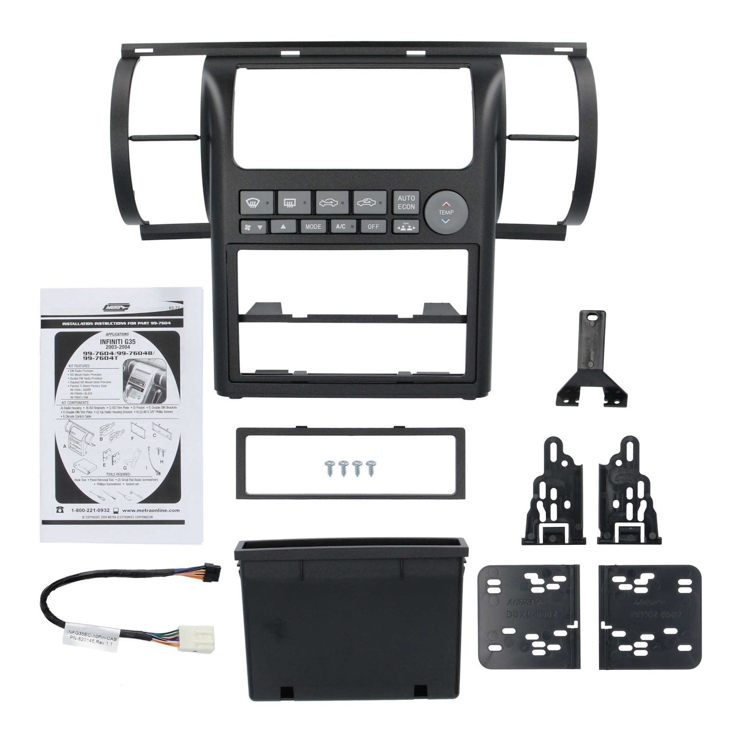 Metra 99-7604B 03 - 04 Fit Infiniti G35 BlackSingle / Double Din Install Kit