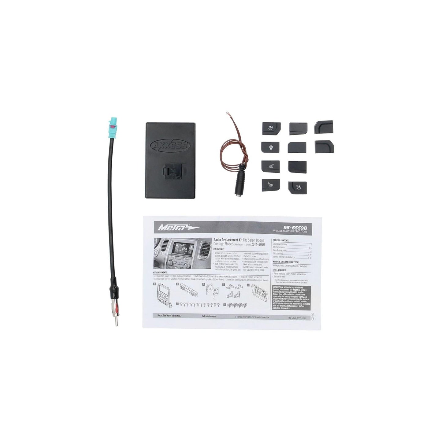 Metra 95-6559B Dodge Durango 2014-20 4" Screen  Dash Installation Kit
