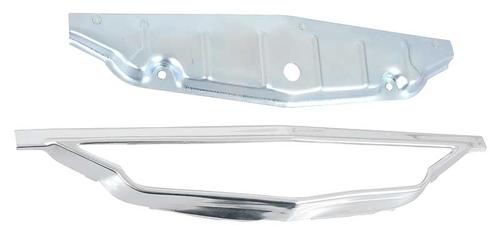 3779610 - 1961 Impala, Bel Air, Biscayne; Grill Emblem Bezel & Backing Plate Set; 2 Piece Design