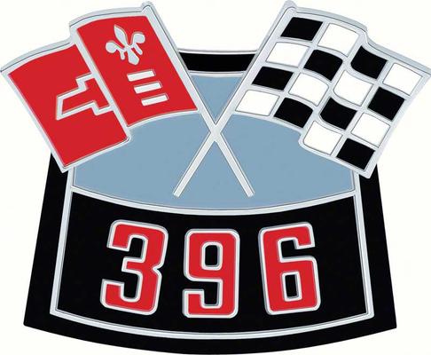 3874908 - 1965-69 Chevrolet; 396 Crossed Flags Air Cleaner Emblem; Die-Cast