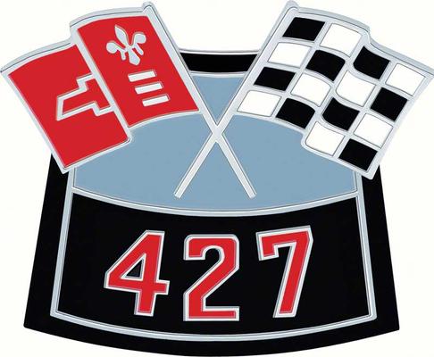 3874909 - 1966-69 Chevrolet; 427 Crossed Flags Air Cleaner Emblem; Die-Cast