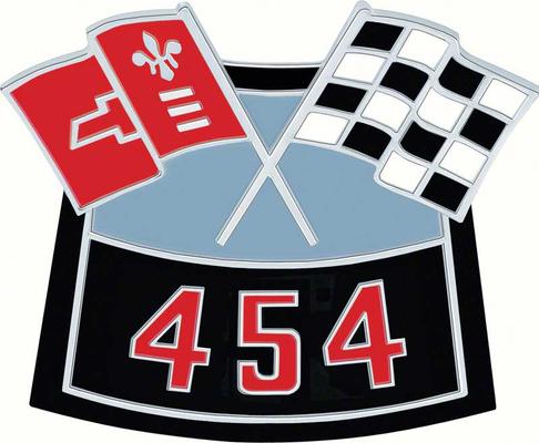 3874910 - 1970-80 Chevrolet; 454 Crossed Flags Air Cleaner Emblem; Die-Cast