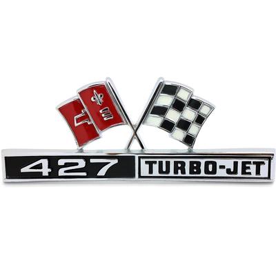 3876425 - 1966-67 Corvette; 427 Turbo Jet Flag Fender Emblem ; Each; GM Licensed